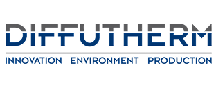 Logo van Diffutherm met de woorden "Innovation", "Environment" en "Production".