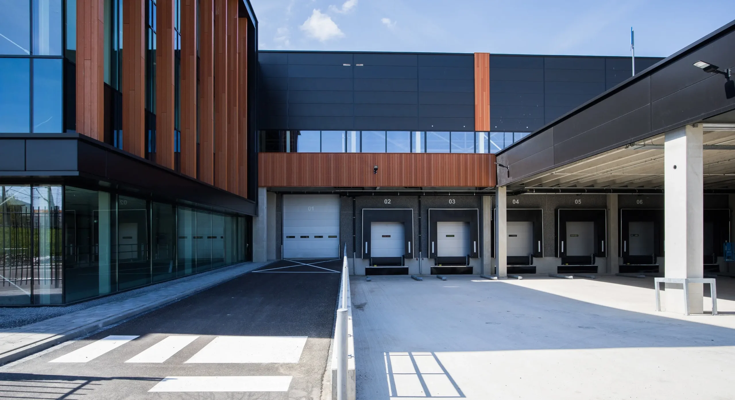 A modern loading dock area at a commercial building in Maarssen, Utrecht.